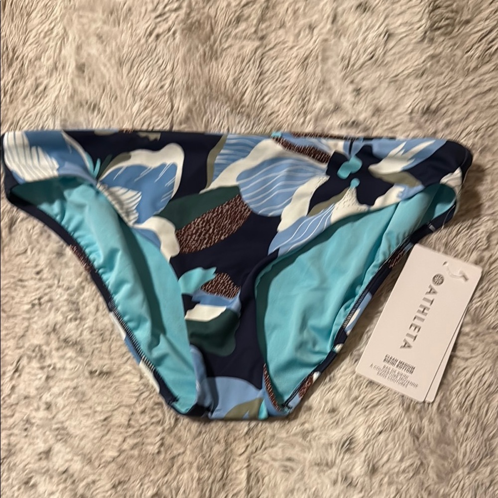 Athleta Blue and Green Floral Bikini